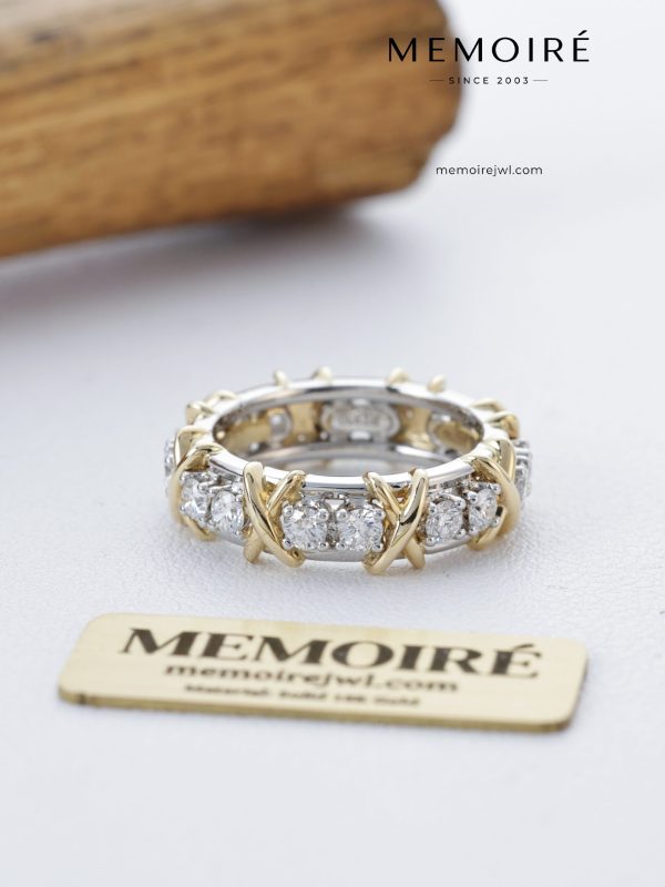 MEMOIRÉ 18K Two-Tone Gold X-Link Diamond Band Ring
