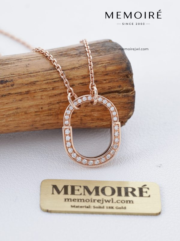 MEMOIRÉ 18K Rose Gold Full-Pavé Oval Link Pendant Necklace