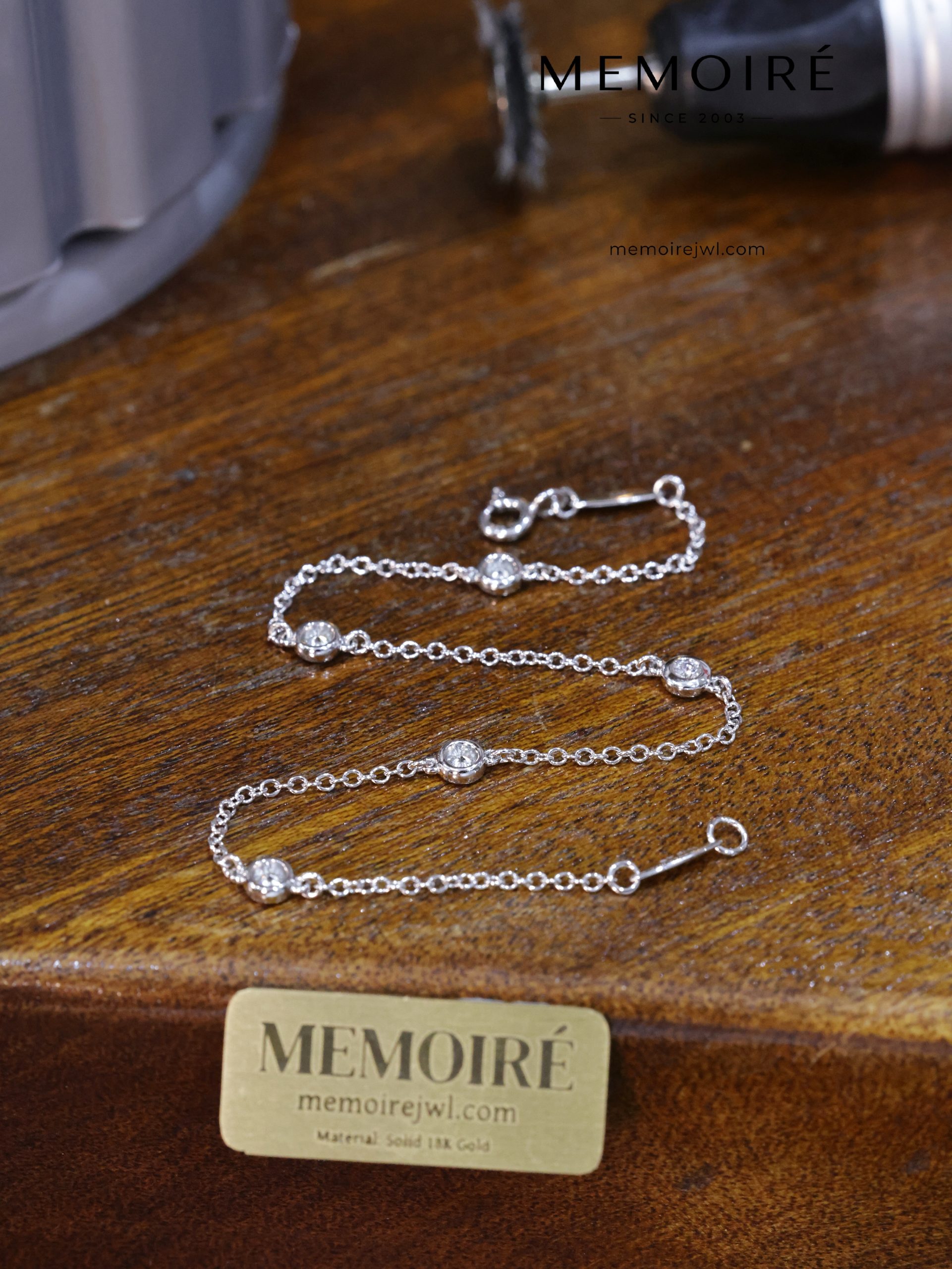 MEMOIRÉ 18K White Gold Ball-Chain Adjustable Bracelet - Image 3