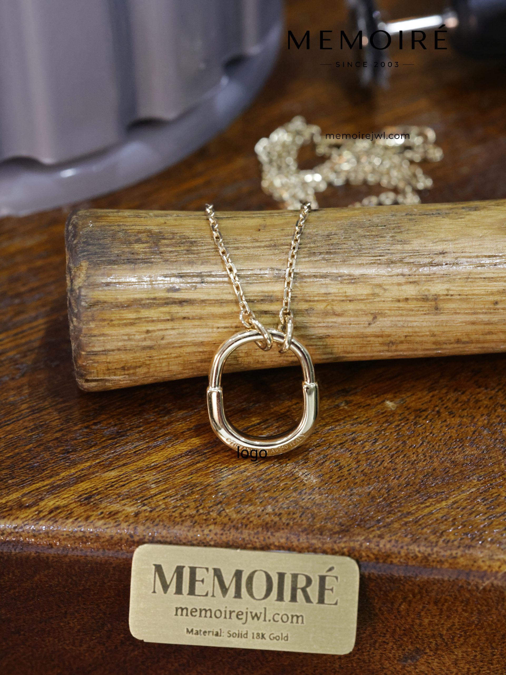MEMOIRÉ 18K Yellow Gold Pavé-Link U-Chain Pendant Necklace - Image 3