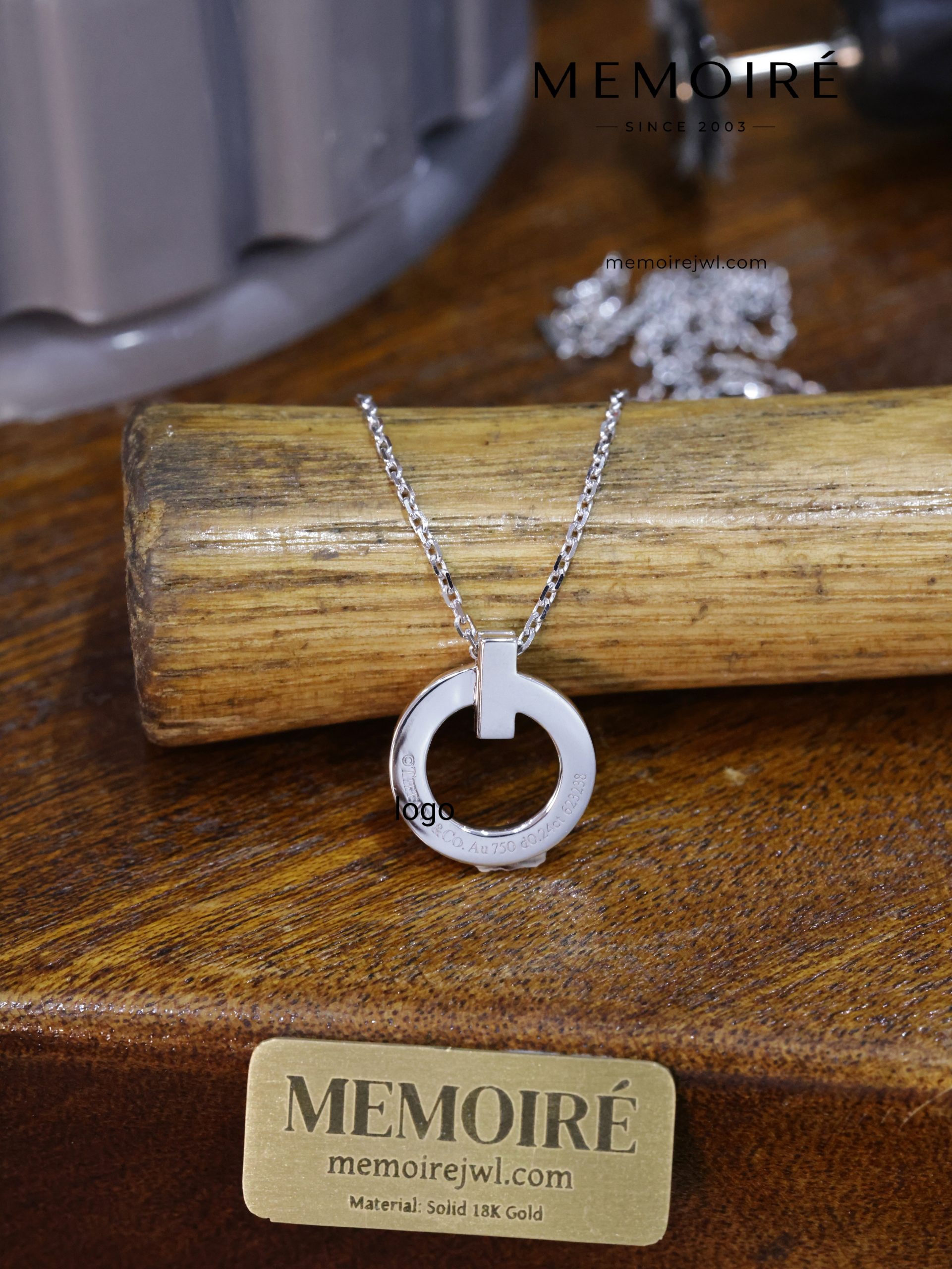 MEMOIRÉ 18K White Gold Open-Circle Pendant Necklace - Image 5