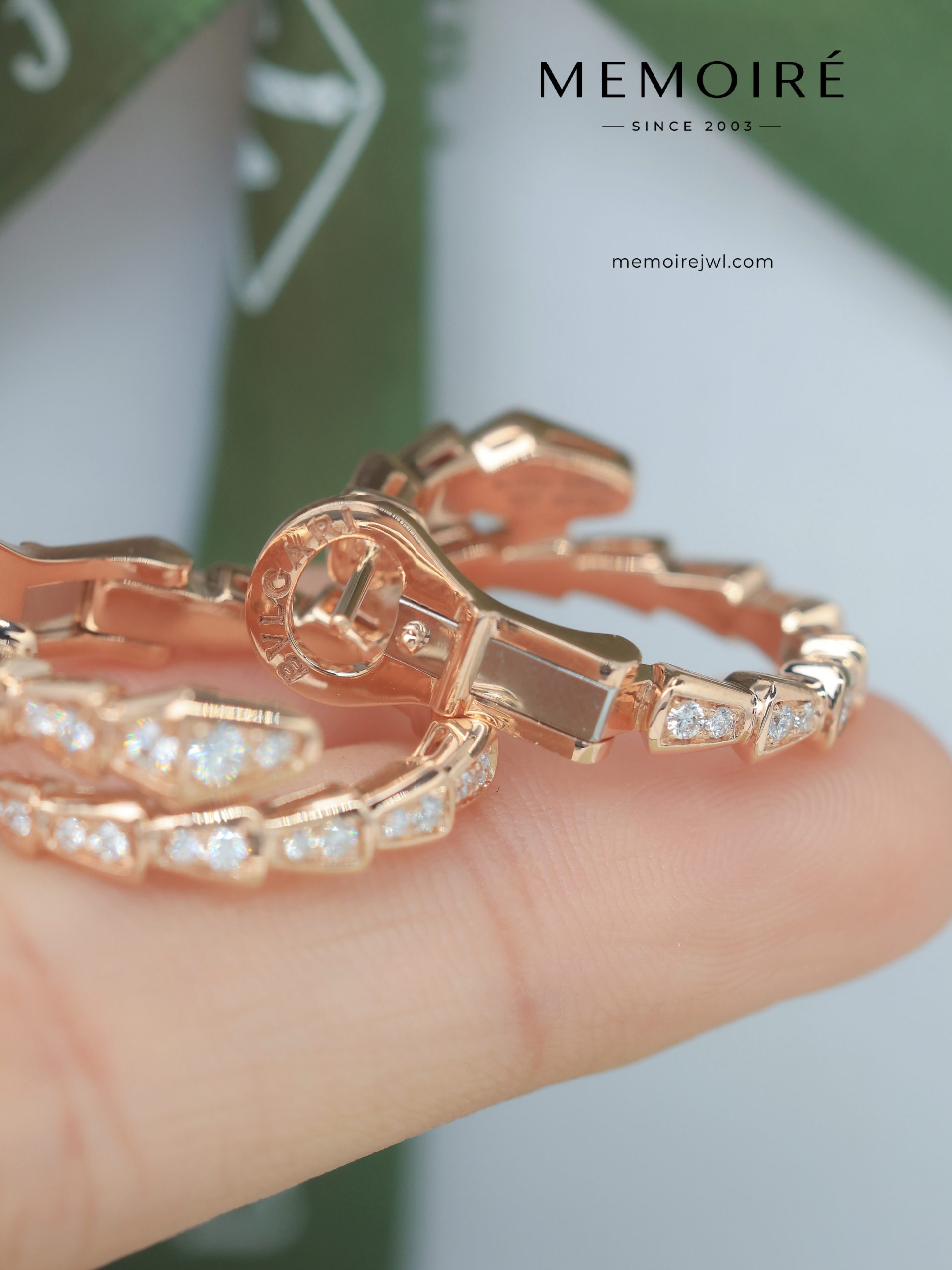 MEMOIRÉ 18K Rose Gold Pave-Set Diamond Serpent Bracelet - Image 3