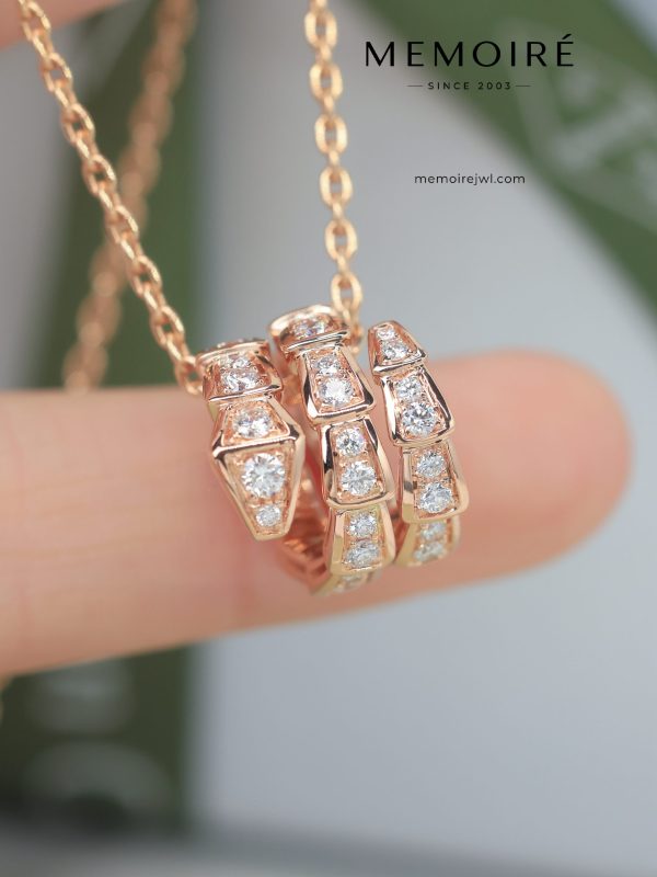 MEMOIRÉ 18K Rose Gold Pave-Set Diamond Serpent Pendant Necklace