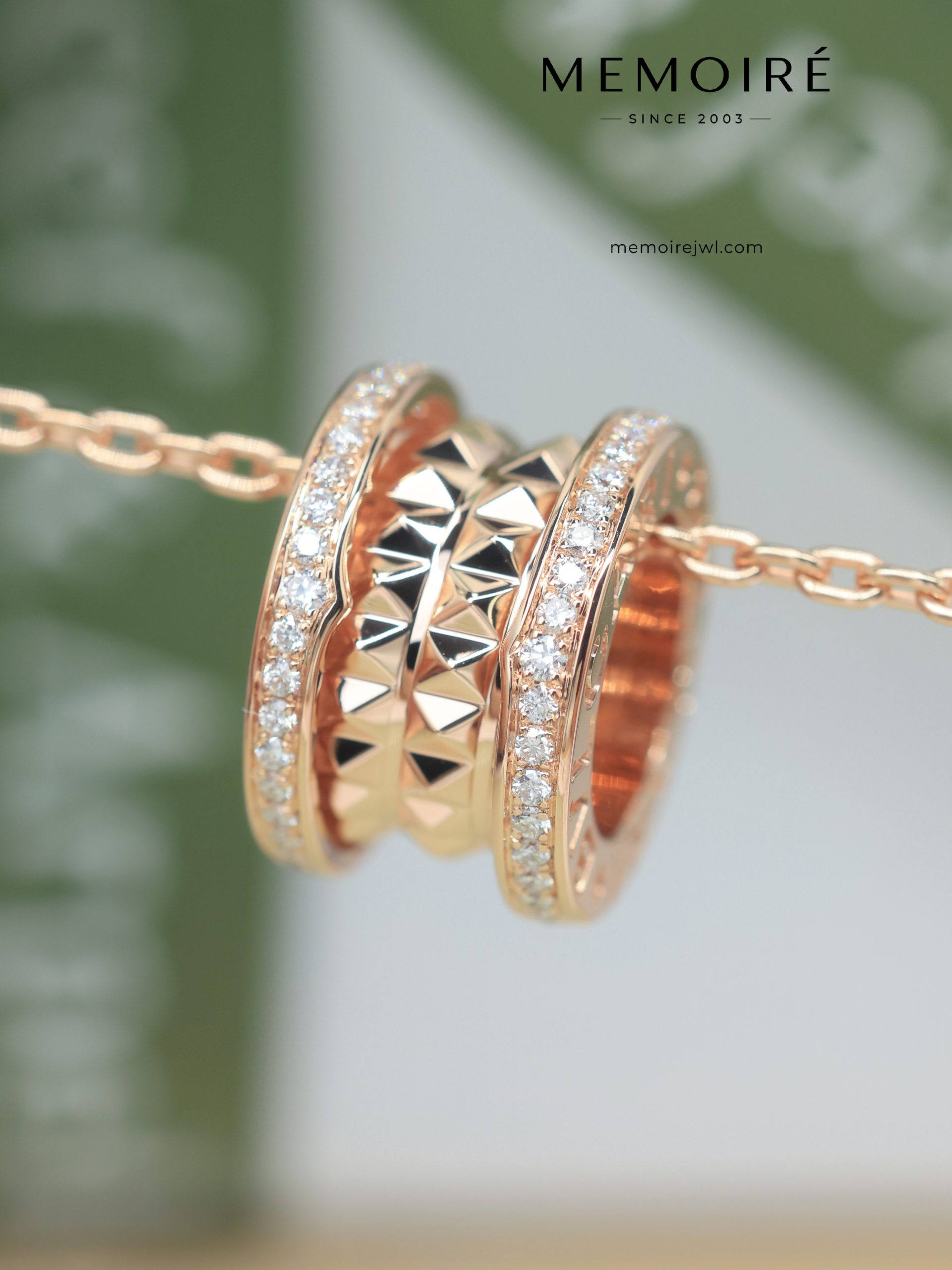 MEMOIRÉ 18K Rose Gold Diamond & Spike Pendant Necklace - Image 3