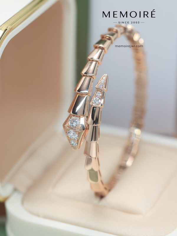 MEMOIRÉ 18K Rose Gold Diamond Serpent Bangle