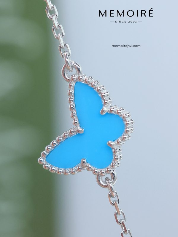 MEMOIRÉ 18K White Gold Turquoise Butterfly Charm Bracelet