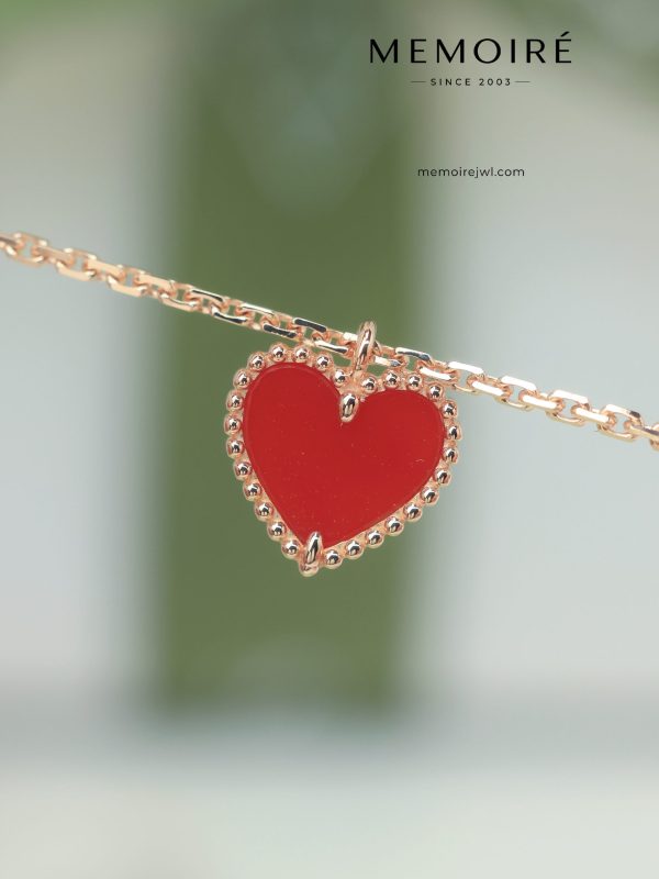 MEMOIRÉ 18K Rose Gold Red Agate Heart Pendant Necklace