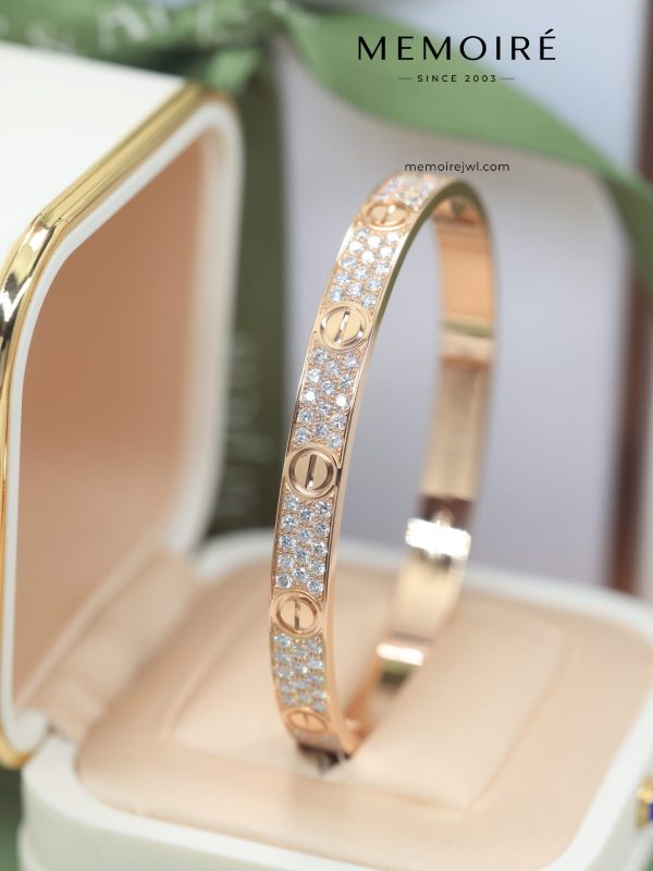 MEMOIRÉ 18K Rose Gold Full Diamond Love Bangle