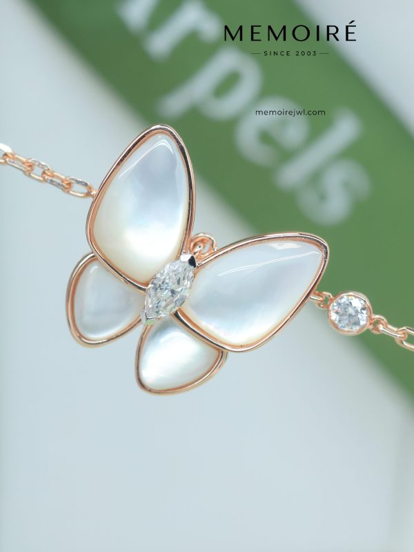 MEMOIRÉ 18K Rose Gold Mother-of-Pearl & Marquise Diamond Butterfly Bracelet