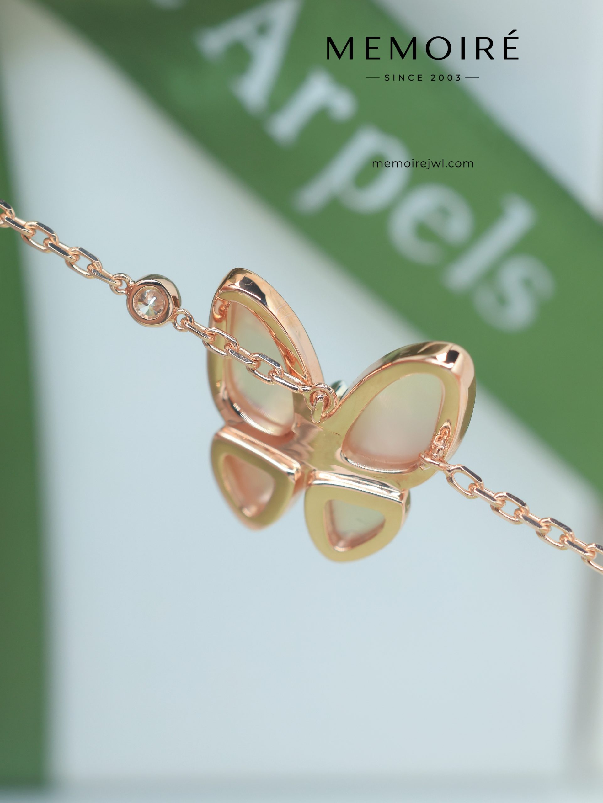 MEMOIRÉ 18K Rose Gold Mother-of-Pearl & Marquise Diamond Butterfly Bracelet - Image 5