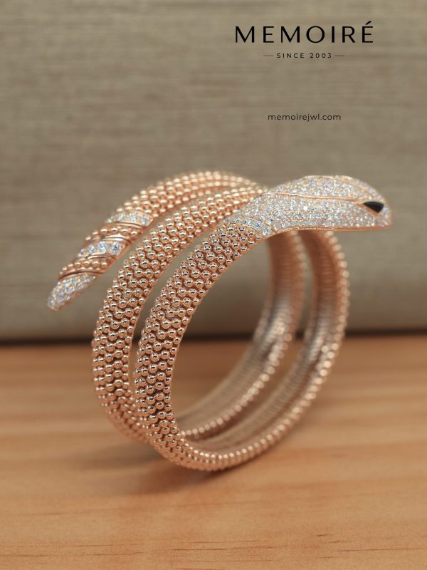 MEMOIRÉ 18K Rose Gold Full Diamond Serpent Bangle