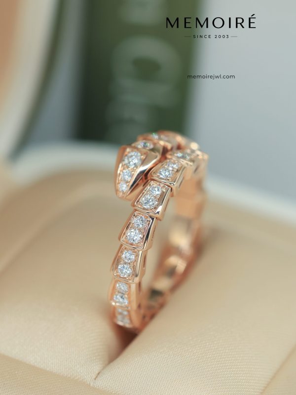 MEMOIRÉ 18K Rose Gold Full Diamond Serpent Ring