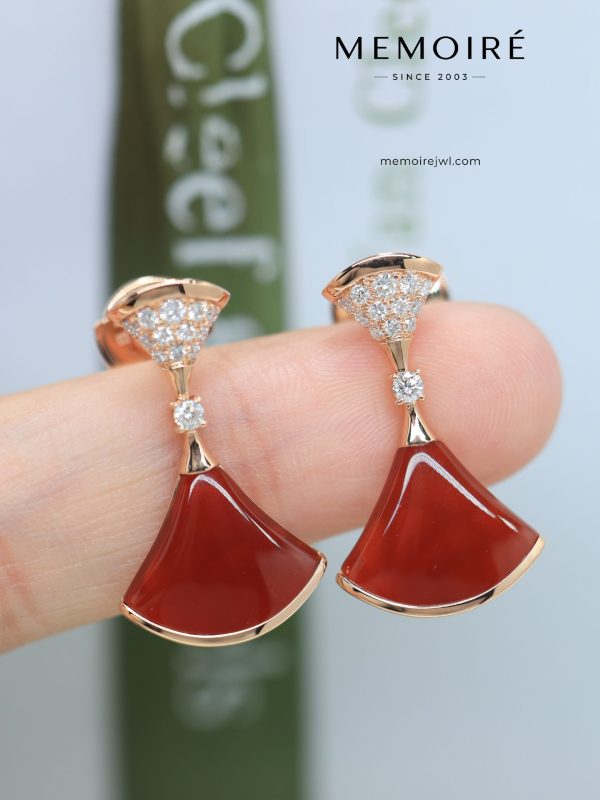 MEMOIRÉ 18K Rose Gold Carnelian Fan-Shaped Drop Earrings
