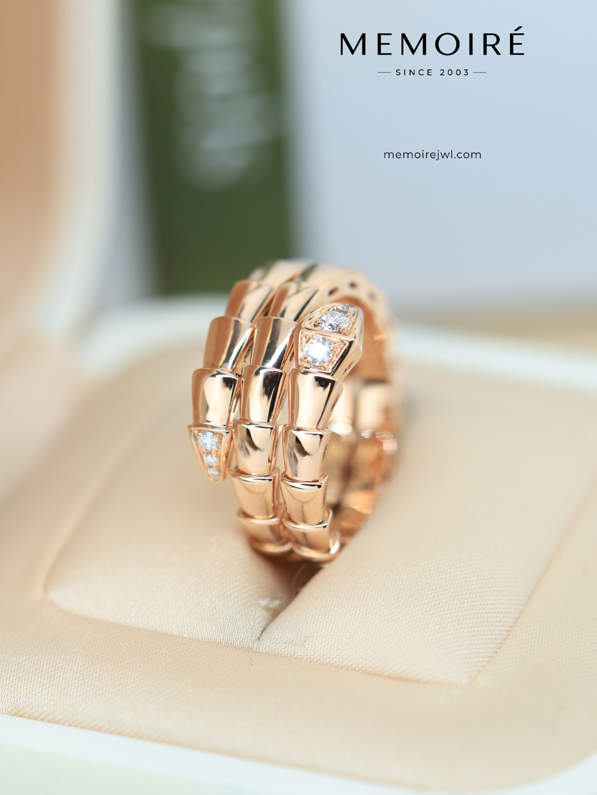 MEMOIRÉ 18K Rose Gold Diamond Serpent Ring - Image 4