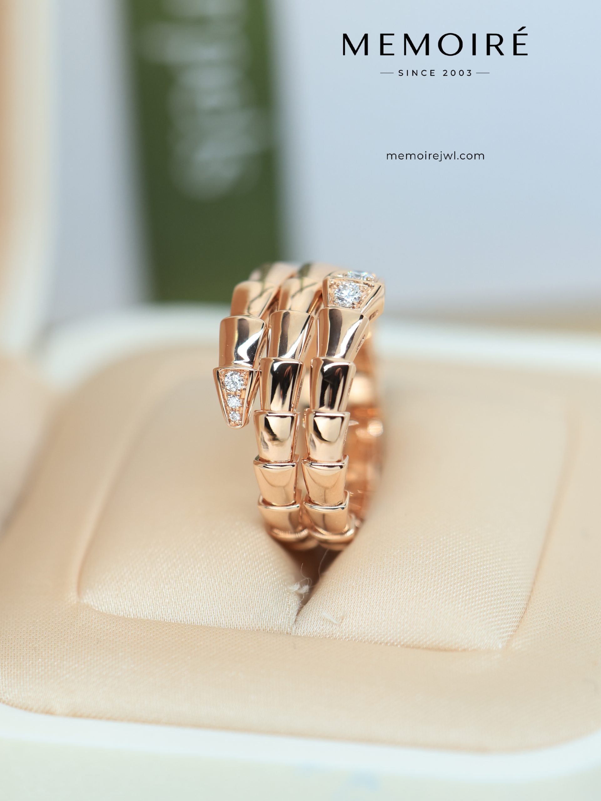 MEMOIRÉ 18K Rose Gold Diamond Serpent Ring - Image 5