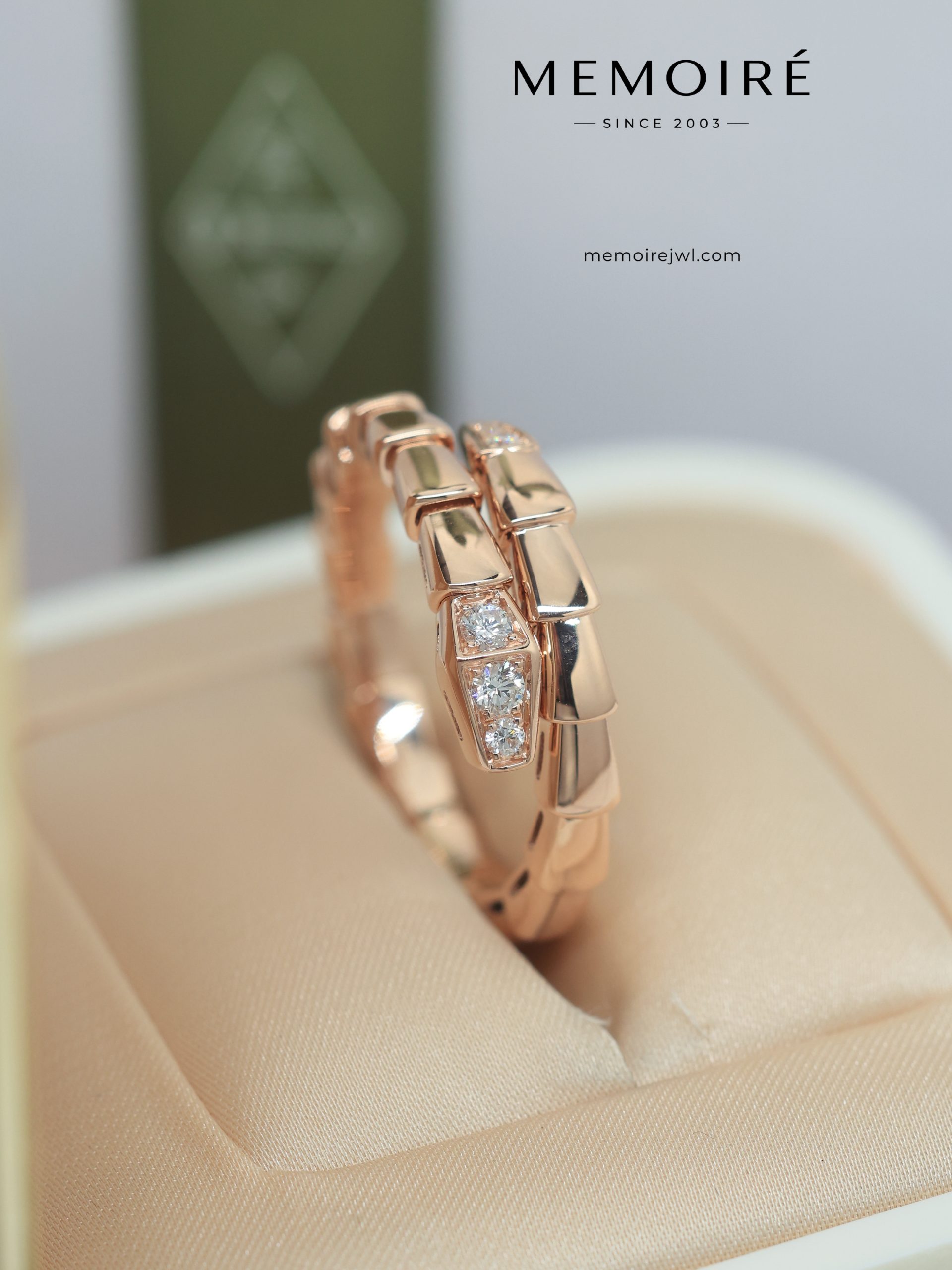 MEMOIRÉ 18K Rose Gold Diamond Serpent Ring - Image 3