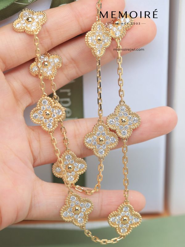 MEMOIRÉ 18K Yellow Gold Diamond Four-Leaf Clover Bracelet
