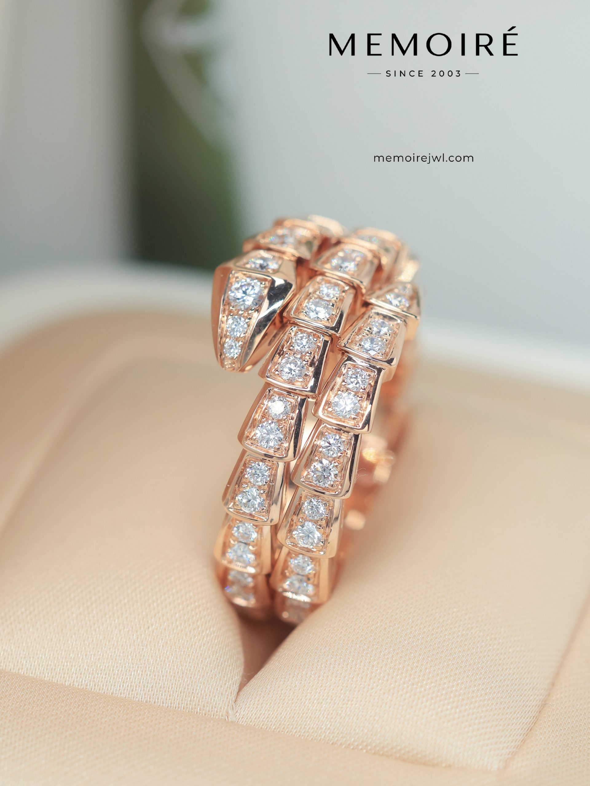 MEMOIRÉ 18K Rose Gold Diamond Serpent Bangle