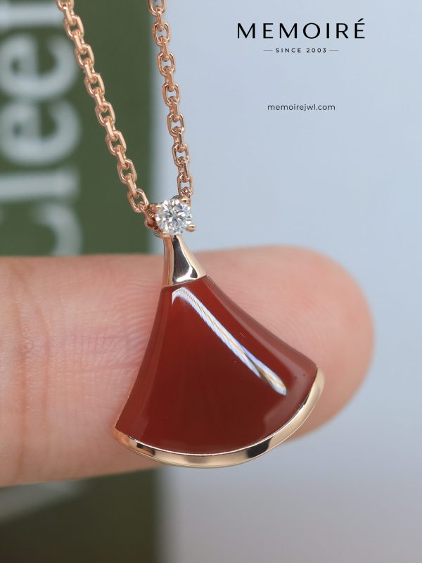 MEMOIRÉ 18K Rose Gold Carnelian Fan Pendant Necklace