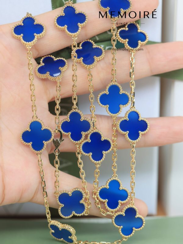 MEMOIRÉ 18K Yellow Gold Blue Agate Clover Bracelet