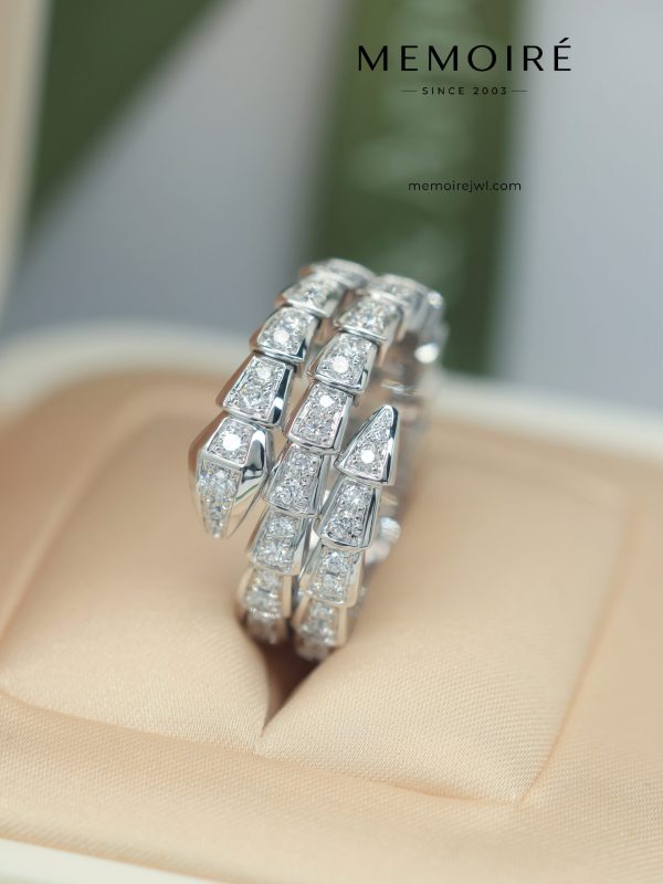 MEMOIRÉ 18K White Gold Full Diamond Serpent Ring