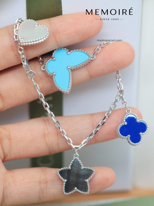 MEMOIRÉ 18K White Gold Multi-Motif Charm Bracelet