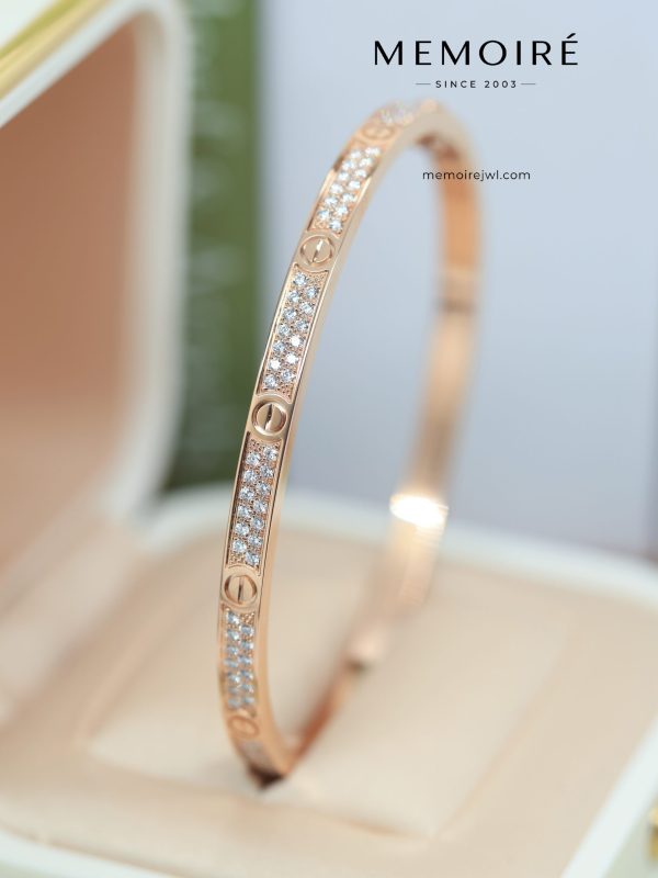 MEMOIRÉ 18K Rose Gold Diamond Love Bangle