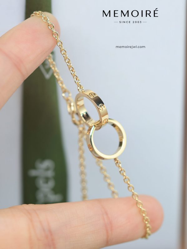 MEMOIRÉ 18K Yellow Gold Love Double Ring Pendant Necklace