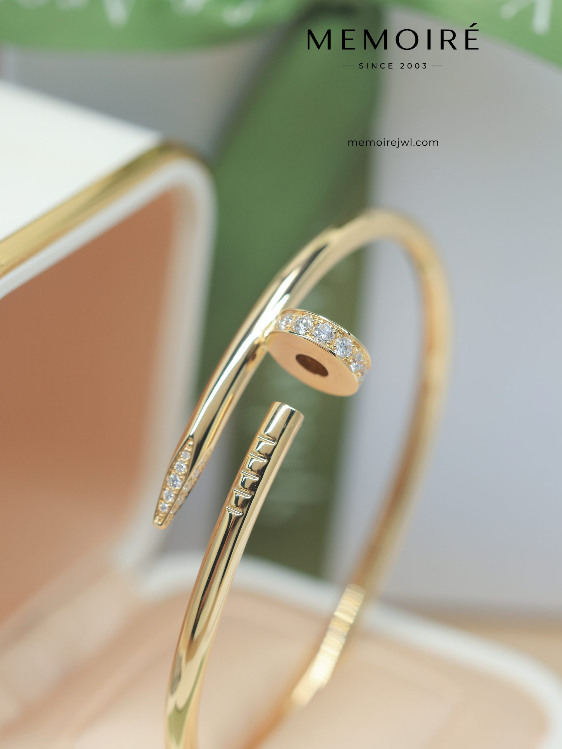 MEMOIRÉ 18K Yellow Gold Diamond Nail Cuff Bangle - Image 5