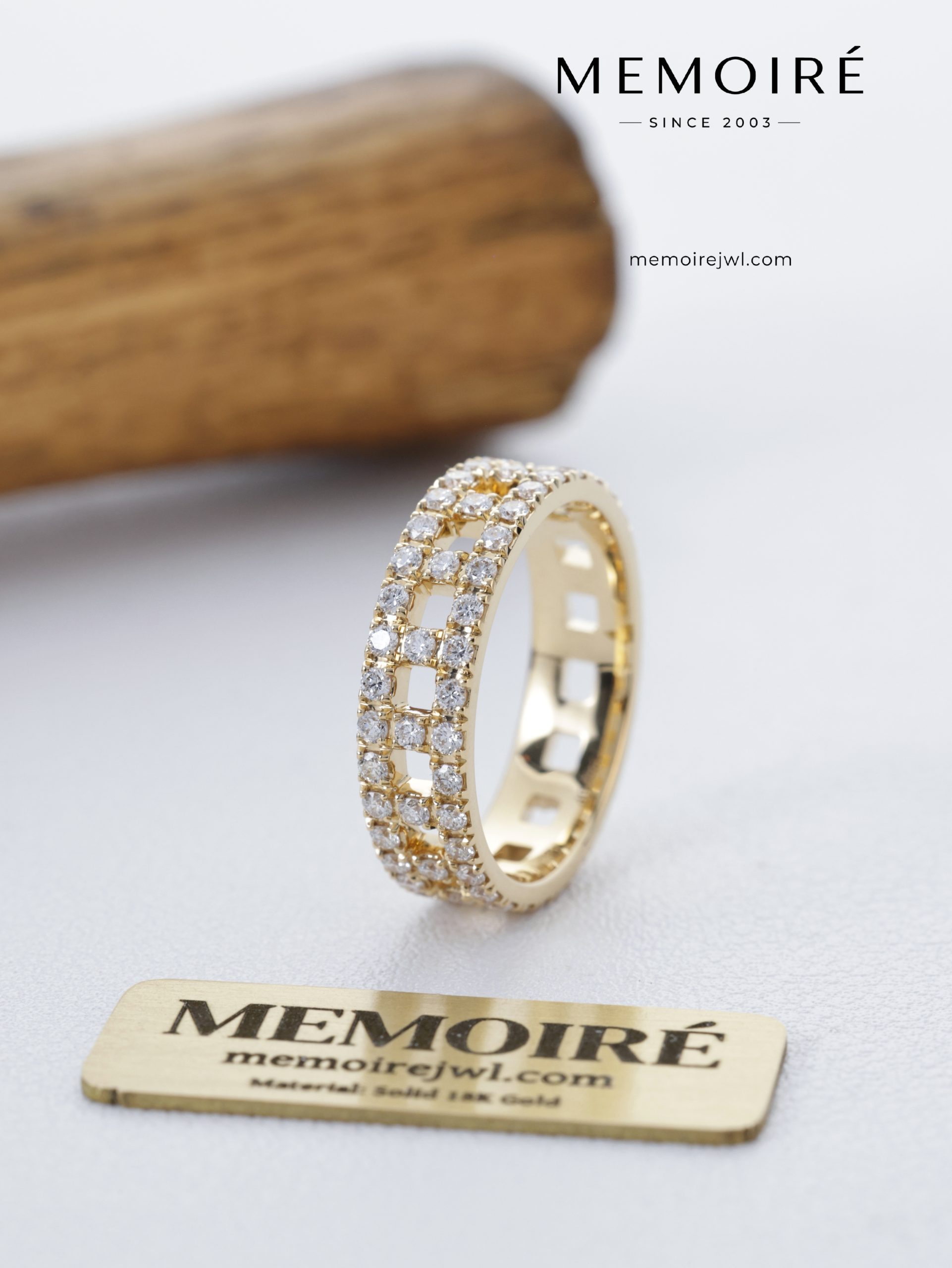 MEMOIRÉ Yellow Gold Full Pavé All-around T1 Ring - Image 5