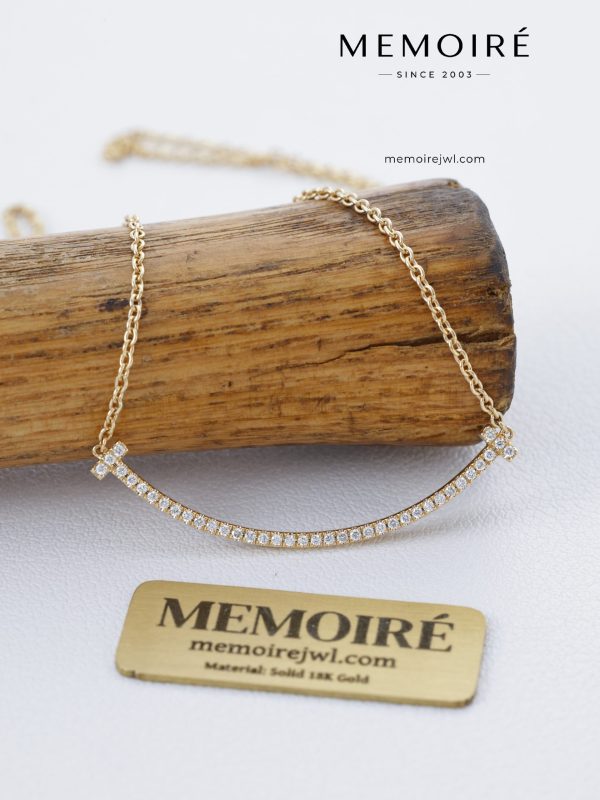 MEMOIRÉ 18K Rose Gold Smile Bar Pendant Necklace
