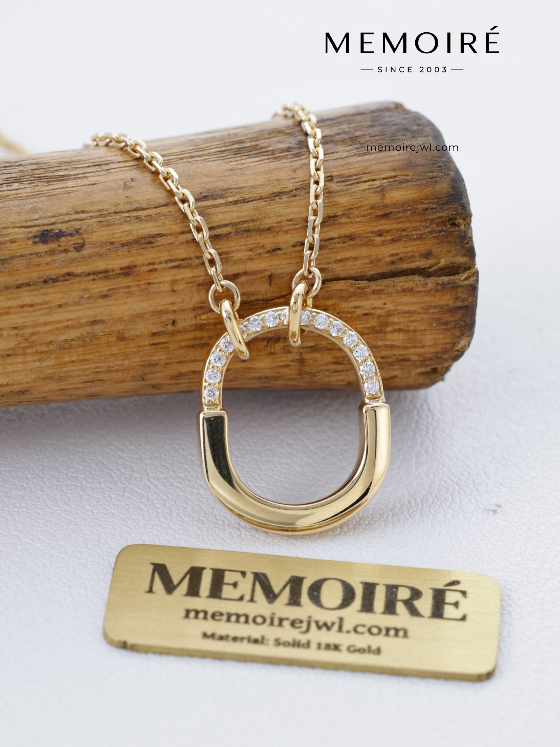 MEMOIRÉ 18K Yellow Gold Pavé-Link U-Chain Pendant Necklace