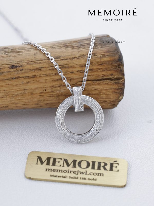 MEMOIRÉ 18K White Gold Open-Circle Pendant Necklace