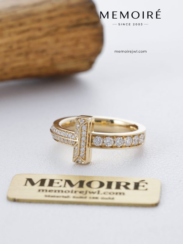 MEMOIRÉ Yellow Gold Narrow Full Pavé T1 Ring