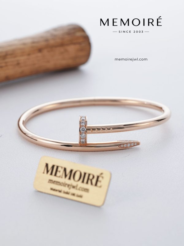 MEMOIRÉ Rose Gold Wide Version Nail Bangle With Diamonds On Both End