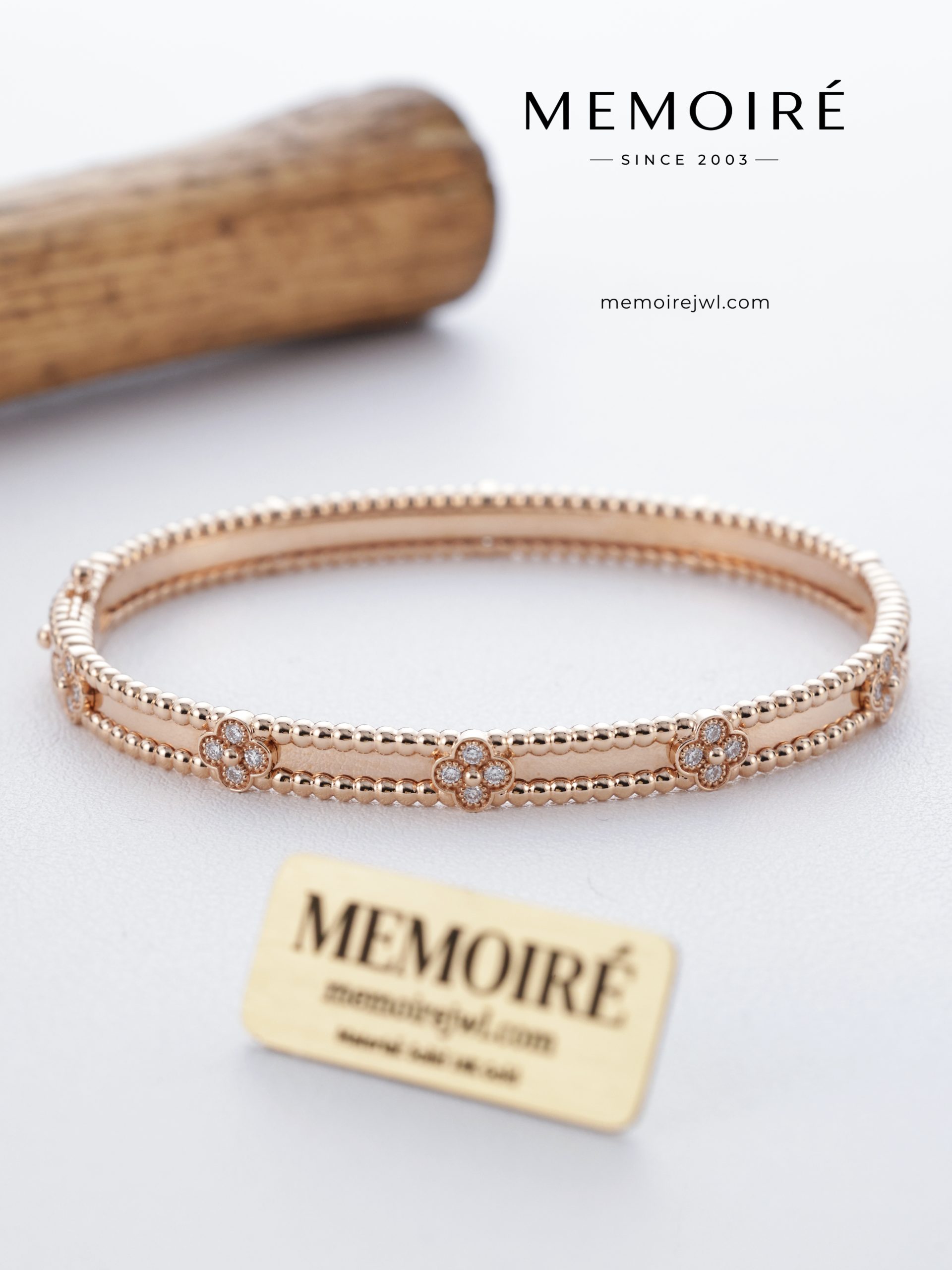 MEMOIRÉ Lucky Clover Rose Gold Bangle