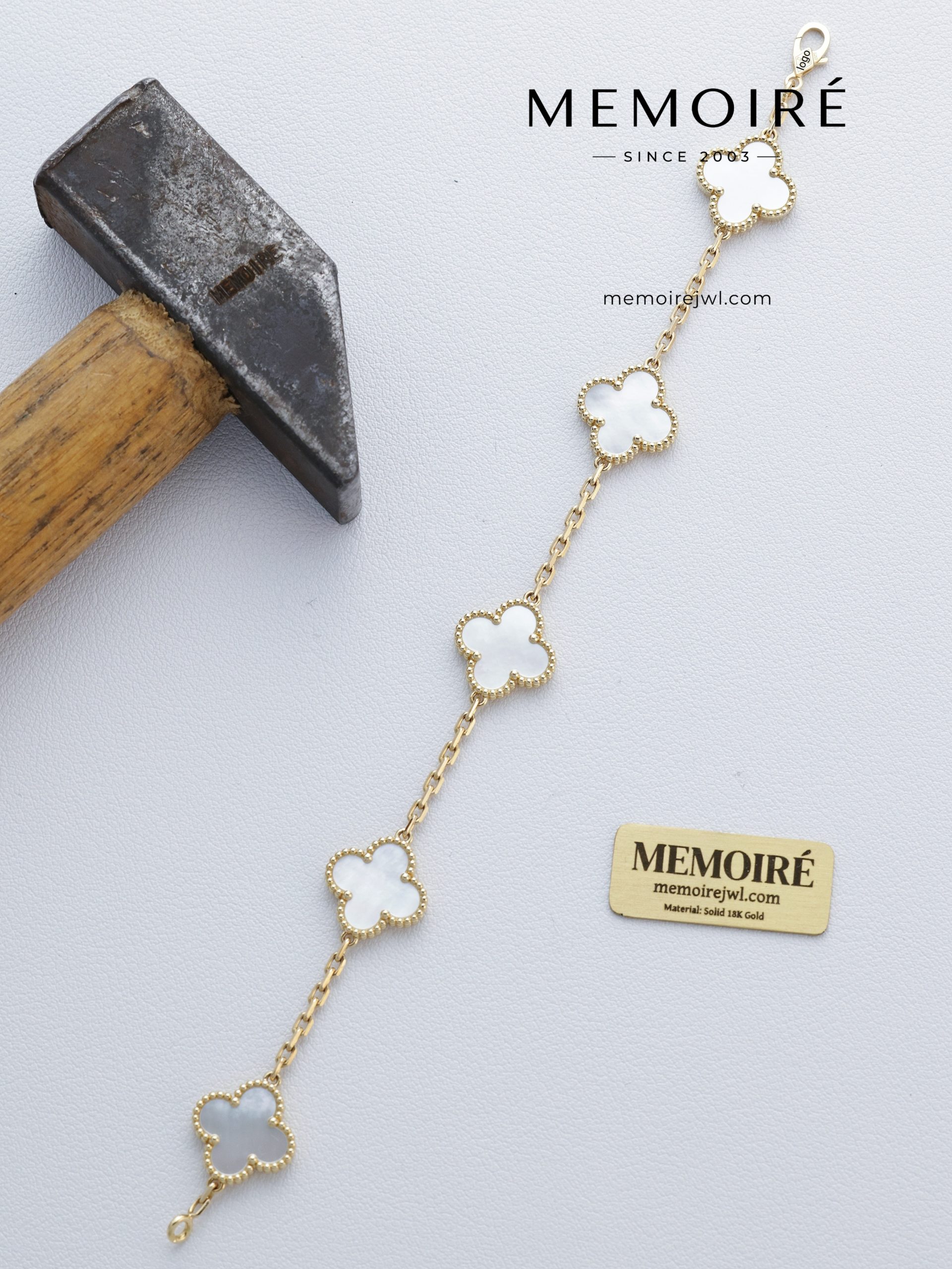 Memoire 5-Flower Clover Mother-of-Pearl Bracelet - Image 5