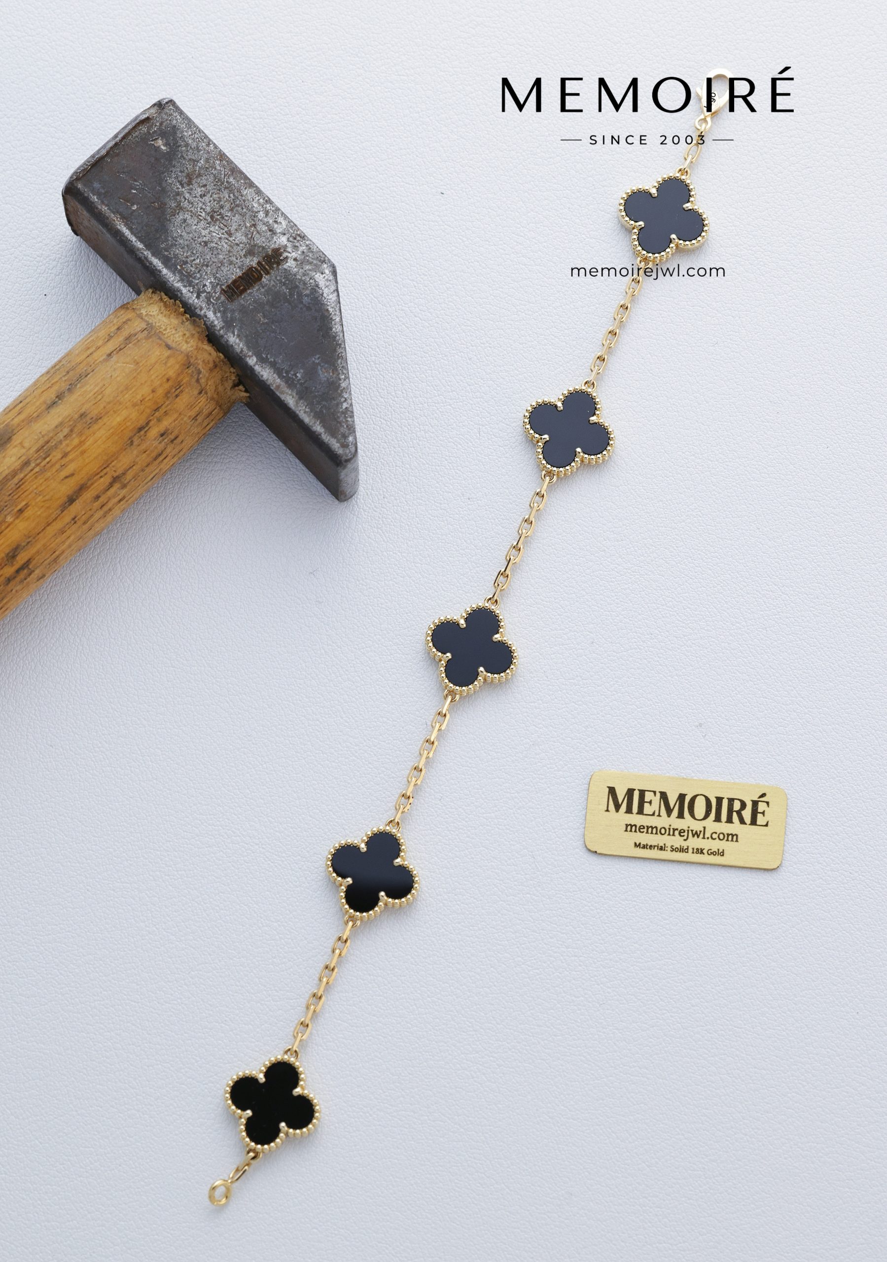 Memoire 5-Flower Black Onyx Clover Bracelet - Image 5