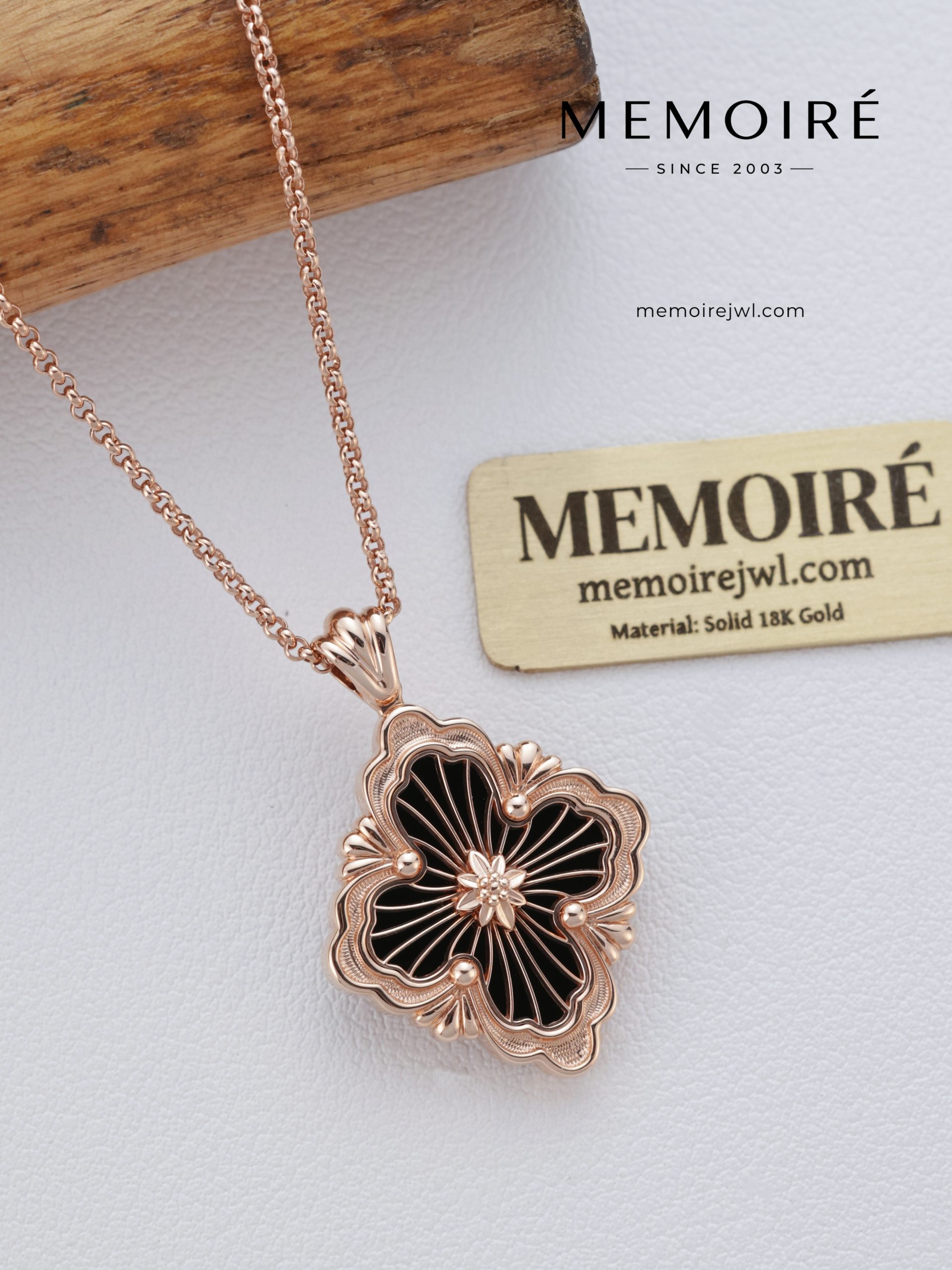 Mémoire Rose Gold Large Size Onyx Opera Necklace With Diamonds - Image 5