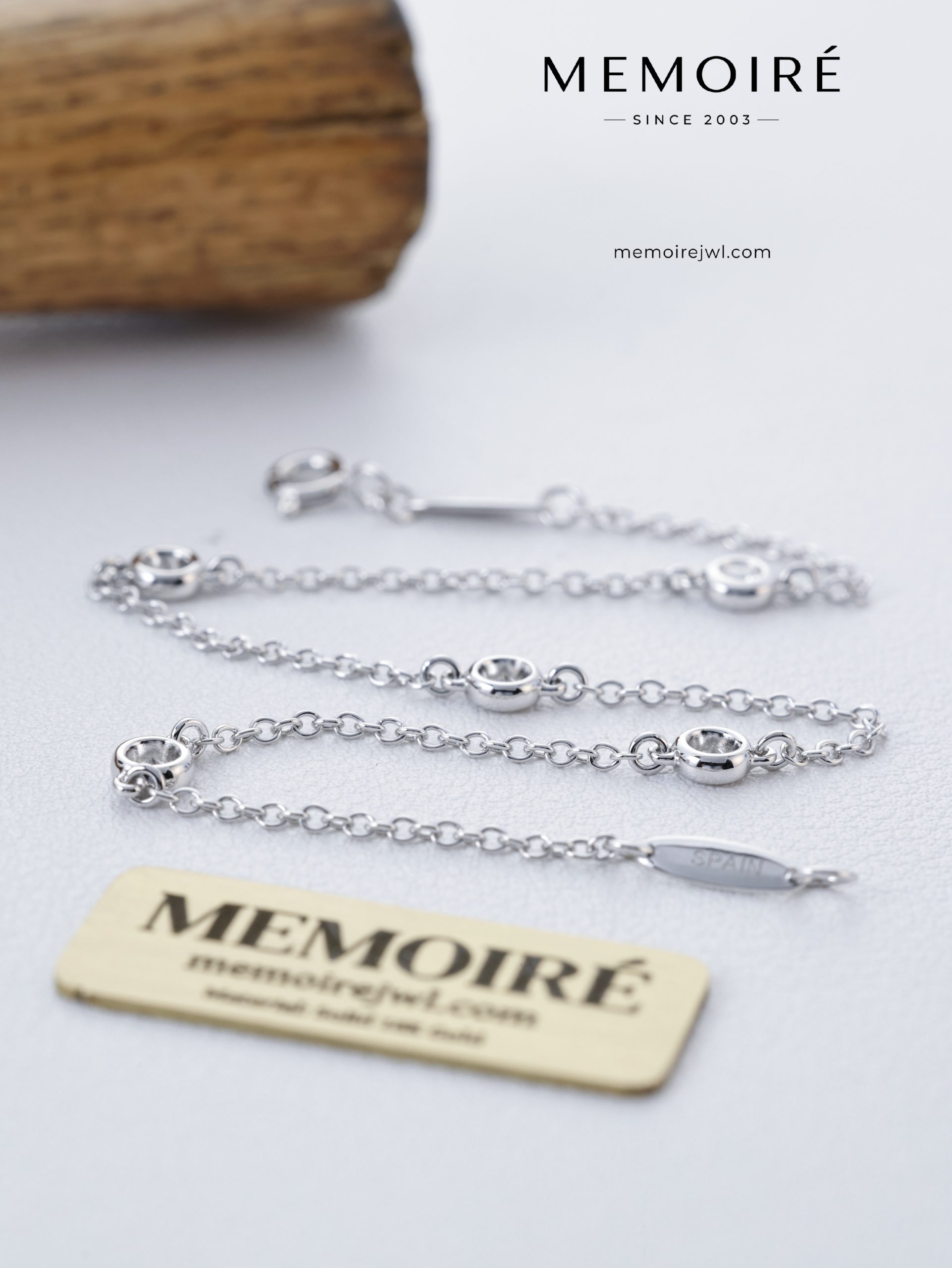MEMOIRÉ 18K White Gold Ball-Chain Adjustable Bracelet - Image 5