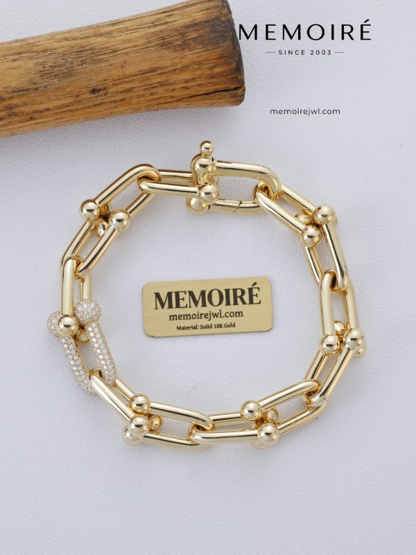 MEMOIRÉ 18K Yellow Gold Pavé-Link U-Chain Bracelet