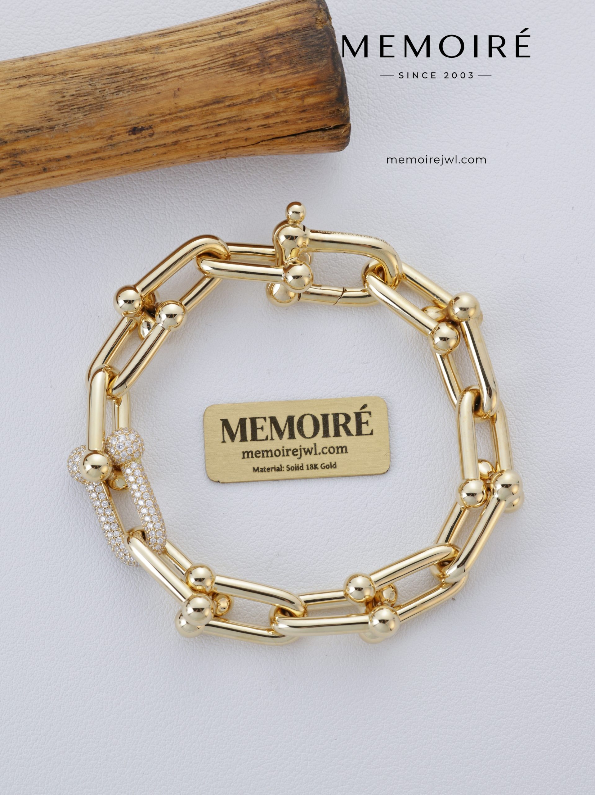 MEMOIRÉ 18K Yellow Gold Pavé-Link U-Chain Bracelet