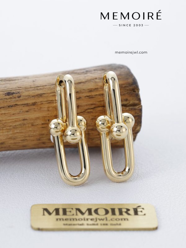 MEMOIRÉ 18K Yellow Gold Double-Link U-Shape Drop Earrings