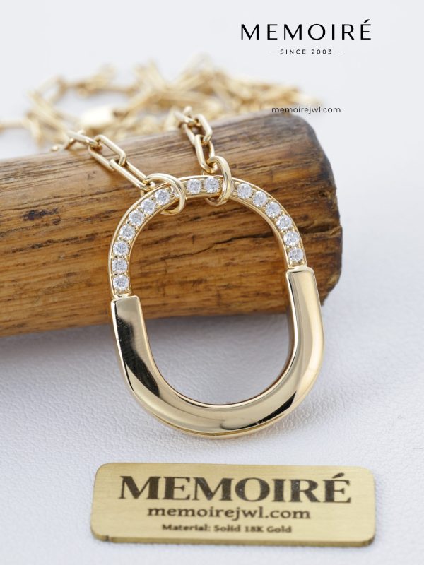 MEMOIRÉ 18K Yellow Gold Pavé-Link U-Chain Pendant Necklace