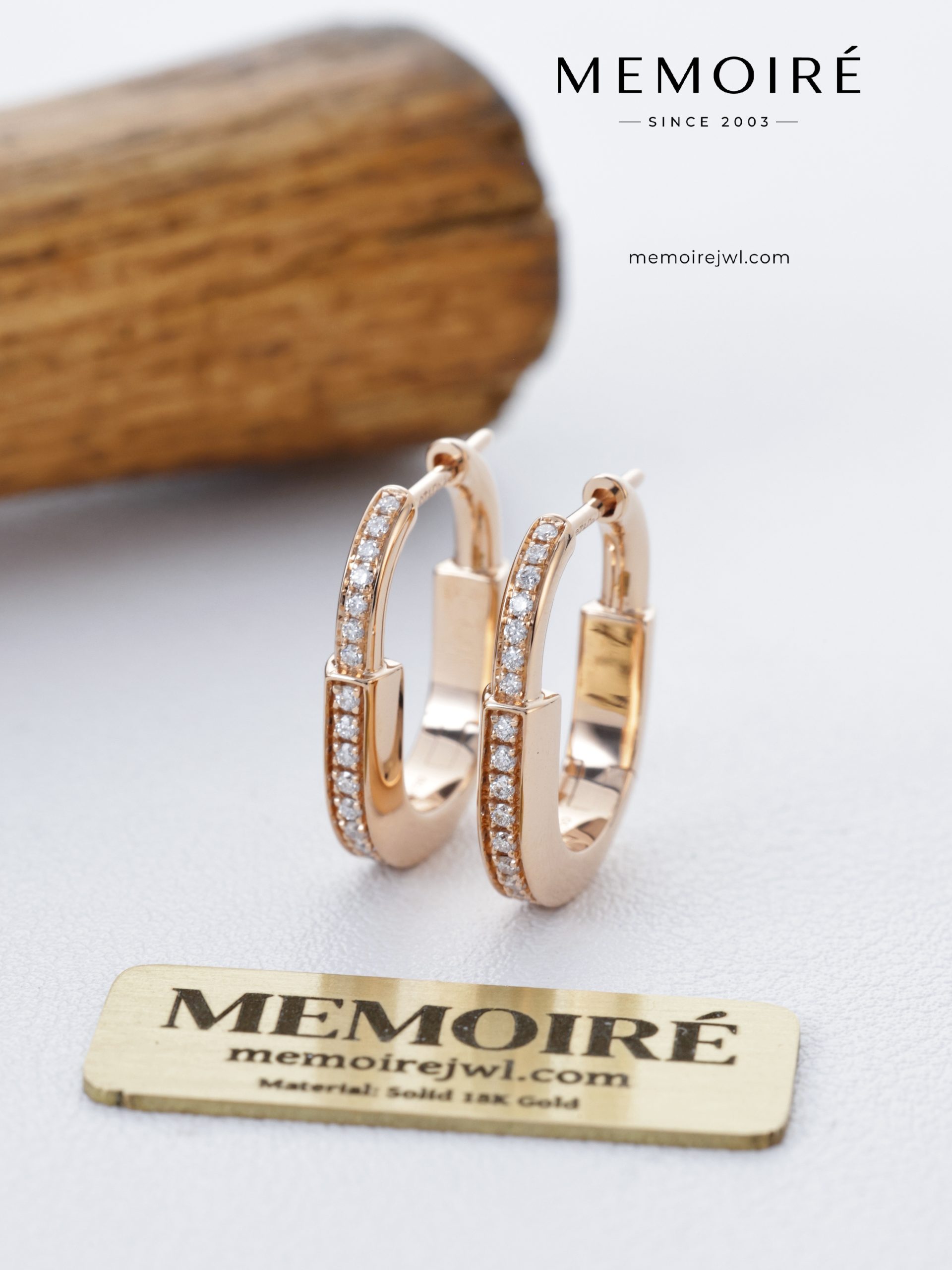 MEMOIRÉ 18K Rose Gold Double-Sided Pavé Diamond Hoop Earrings