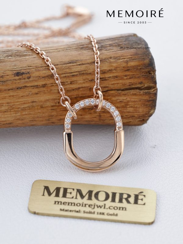 MEMOIRÉ 18K Rose Gold Pavé-Link U-Chain Pendant Necklace