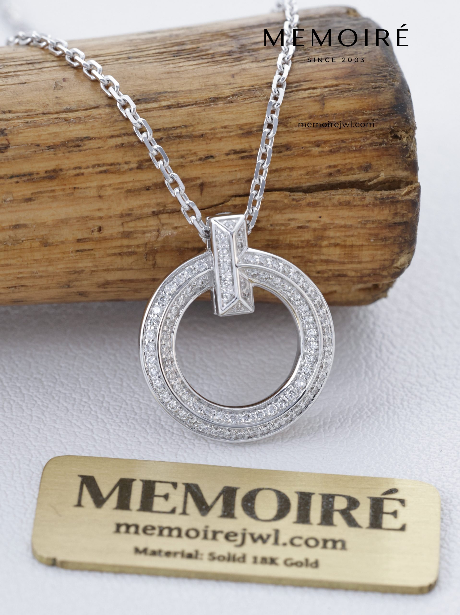 MEMOIRÉ White Gold Small Full-Pave T1 Necklace