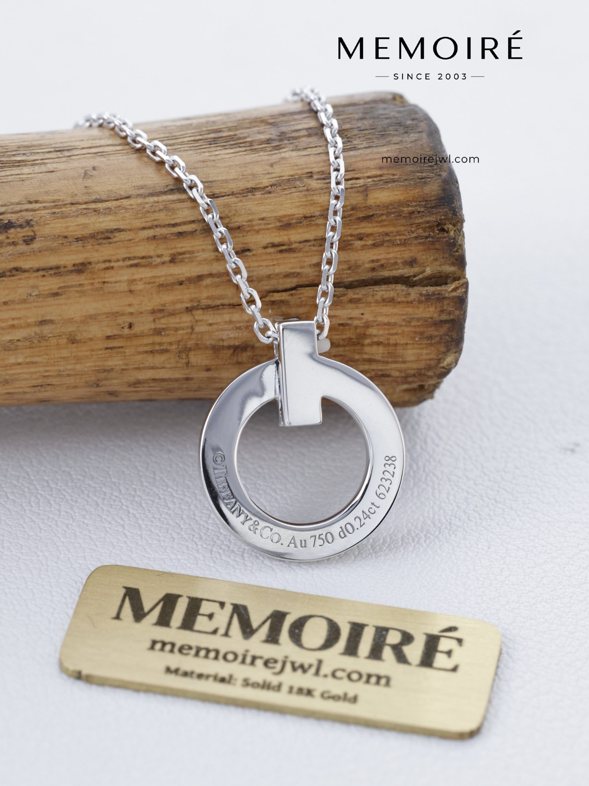 MEMOIRÉ White Gold Small Full-Pave T1 Necklace - Image 4