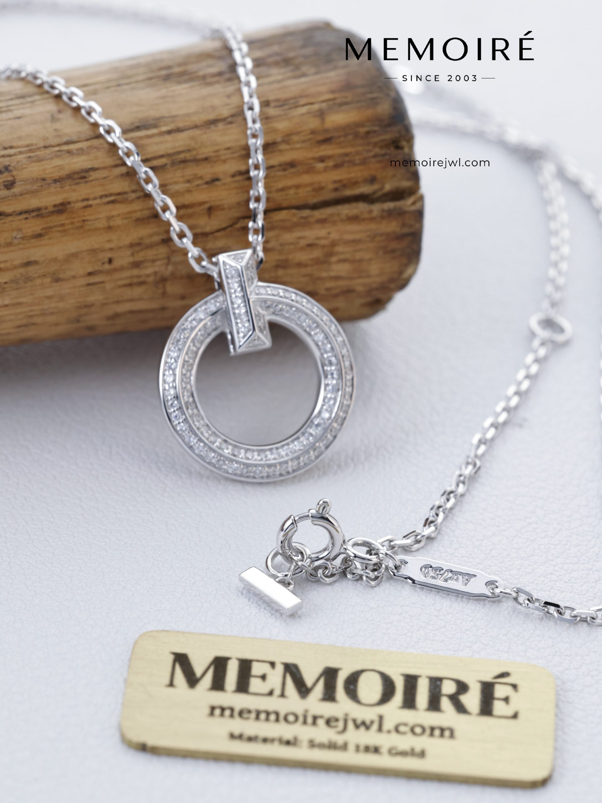 MEMOIRÉ White Gold Small Full-Pave T1 Necklace - Image 5