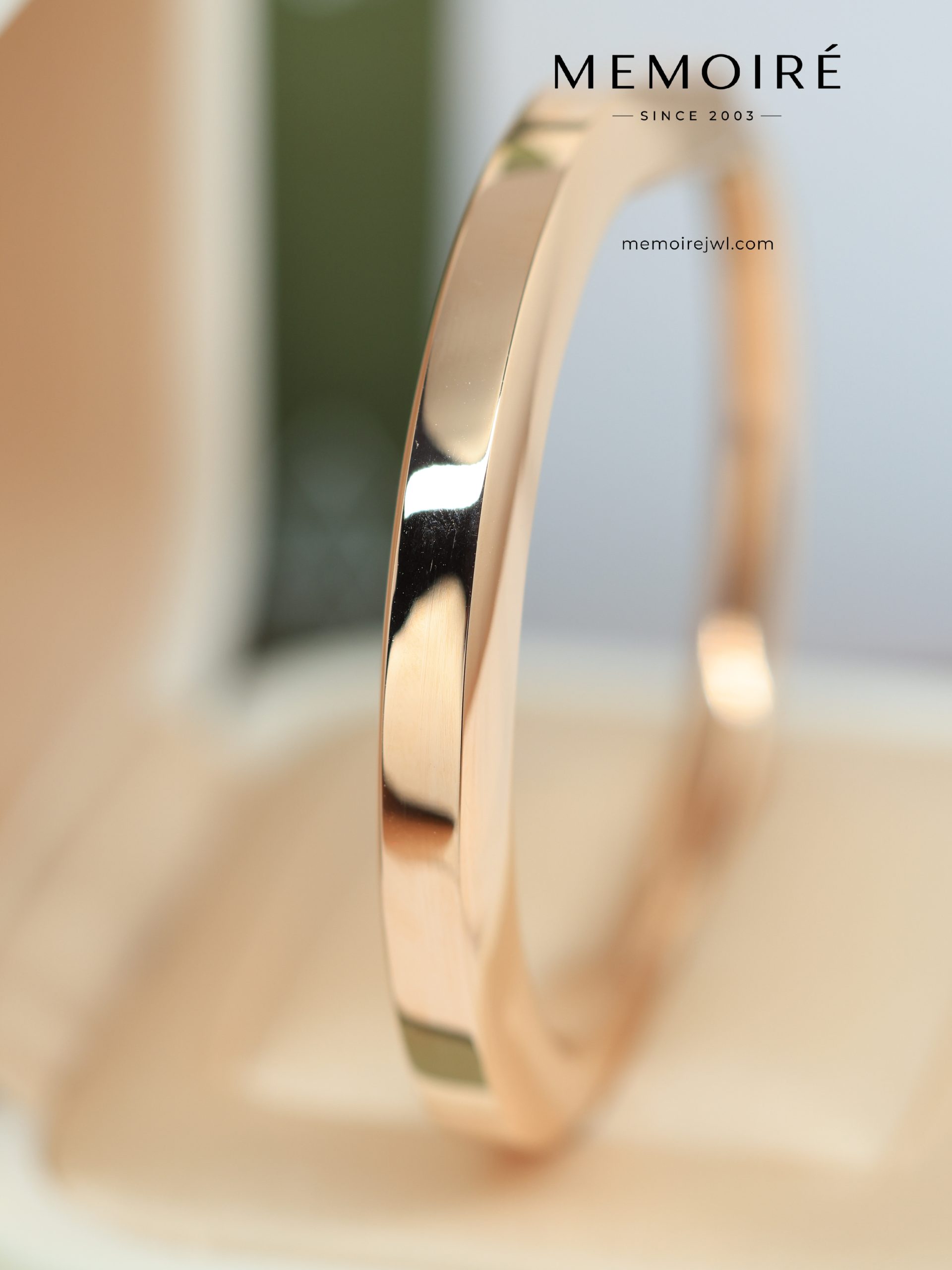 MEMOIRÉ Wide Half Pave Pink Sapphire Lock U-Cuff Bangle in Rose Gold - Image 4